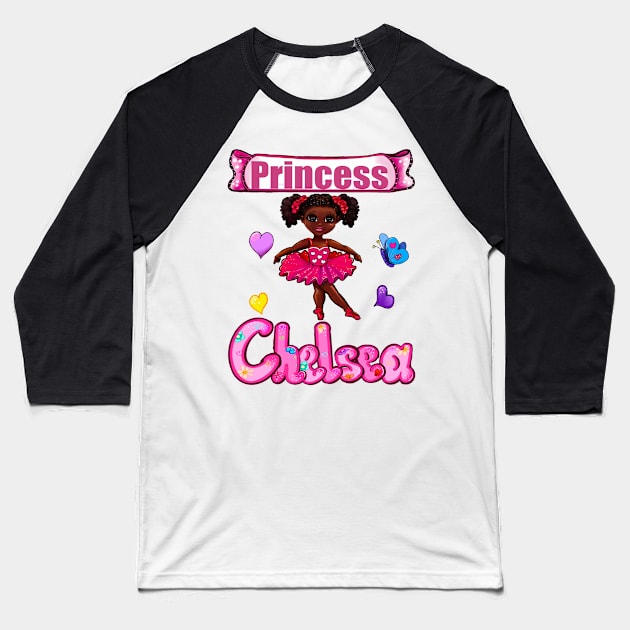 Princess Name Chelsea Personalized girls African American Ballerina Ballet Baseball T-Shirt by Artonmytee